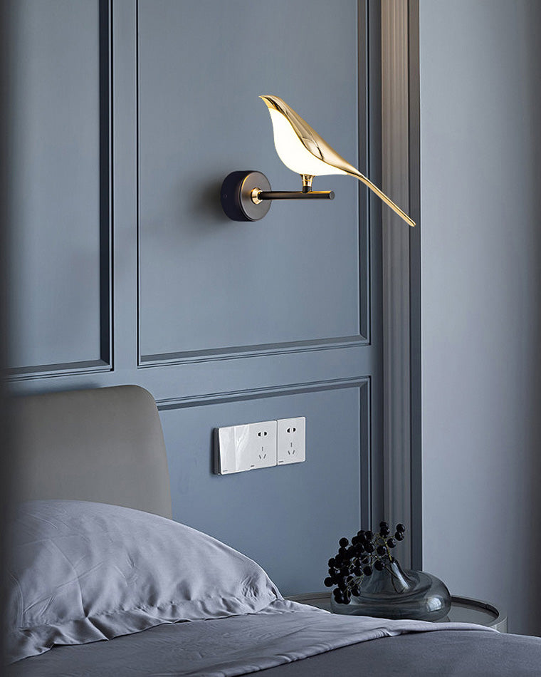Applique Murale Oiseau Or Noir Métal LED Blanc Chaud Chambre Hall Décoratif | Restfield