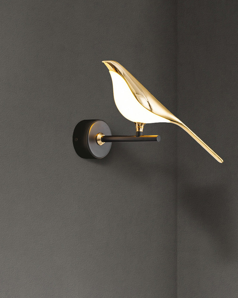 Applique Murale Oiseau Or Noir Métal LED Blanc Chaud Chambre Hall Décoratif | Restfield