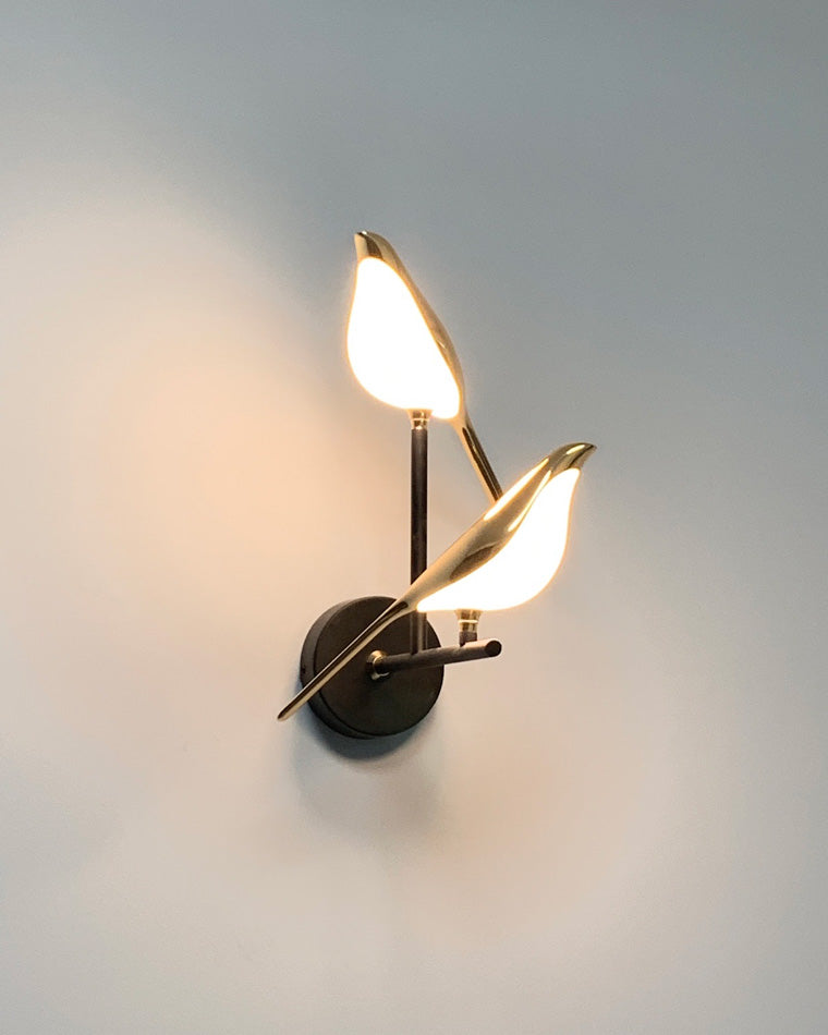 Applique Murale Oiseau Or Noir Métal LED Blanc Chaud Chambre Hall Décoratif | Restfield