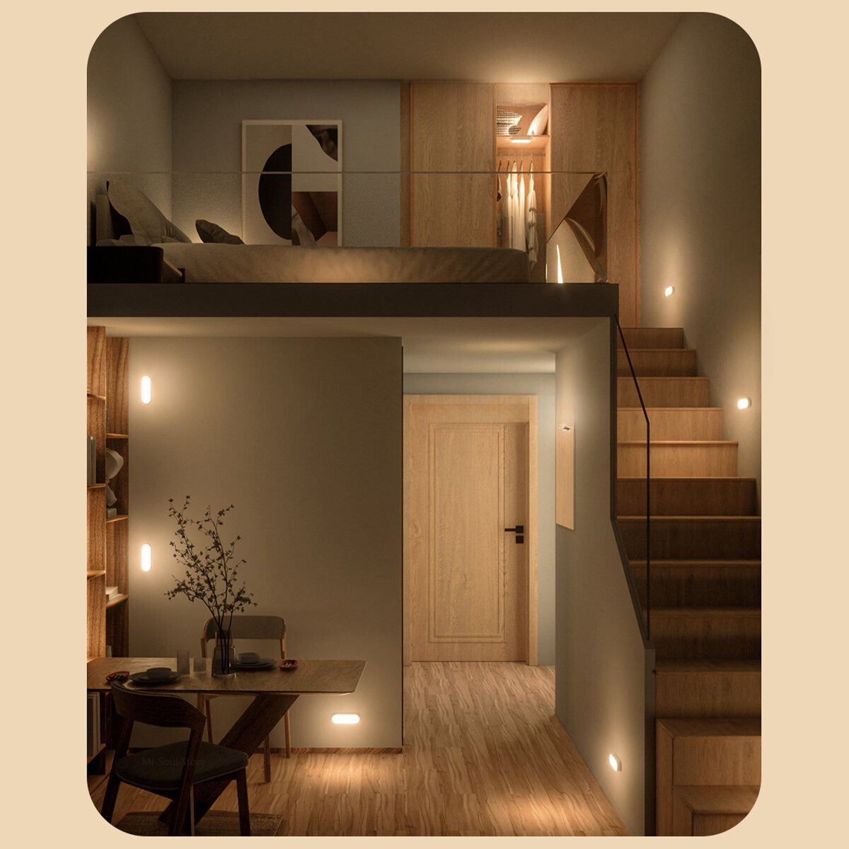 Wiederaufladbare LED-Wandleuchte mit Bewegungssensor Kabellos für Schrank Treppe Flur Nachtbeleuchtung Stimmungslicht | Sansoti