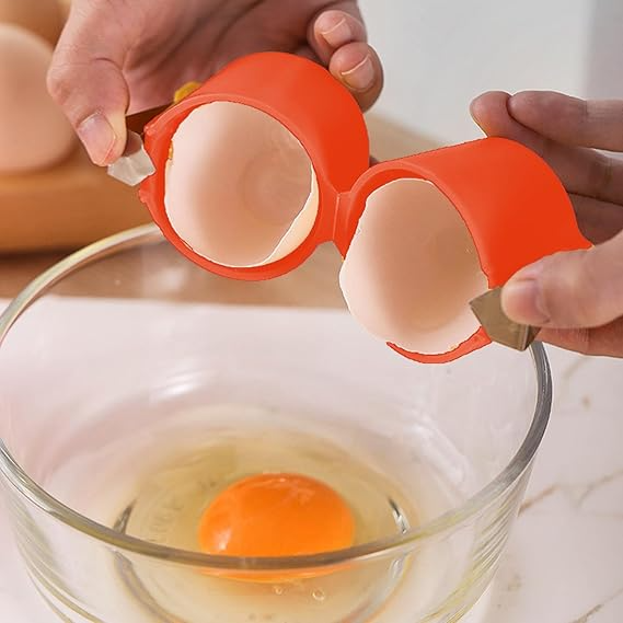 Egg Separator and Opener Orange Plastic Kitchen Tool Multifunctional for Baking Cooking Breakfast | Sansoti