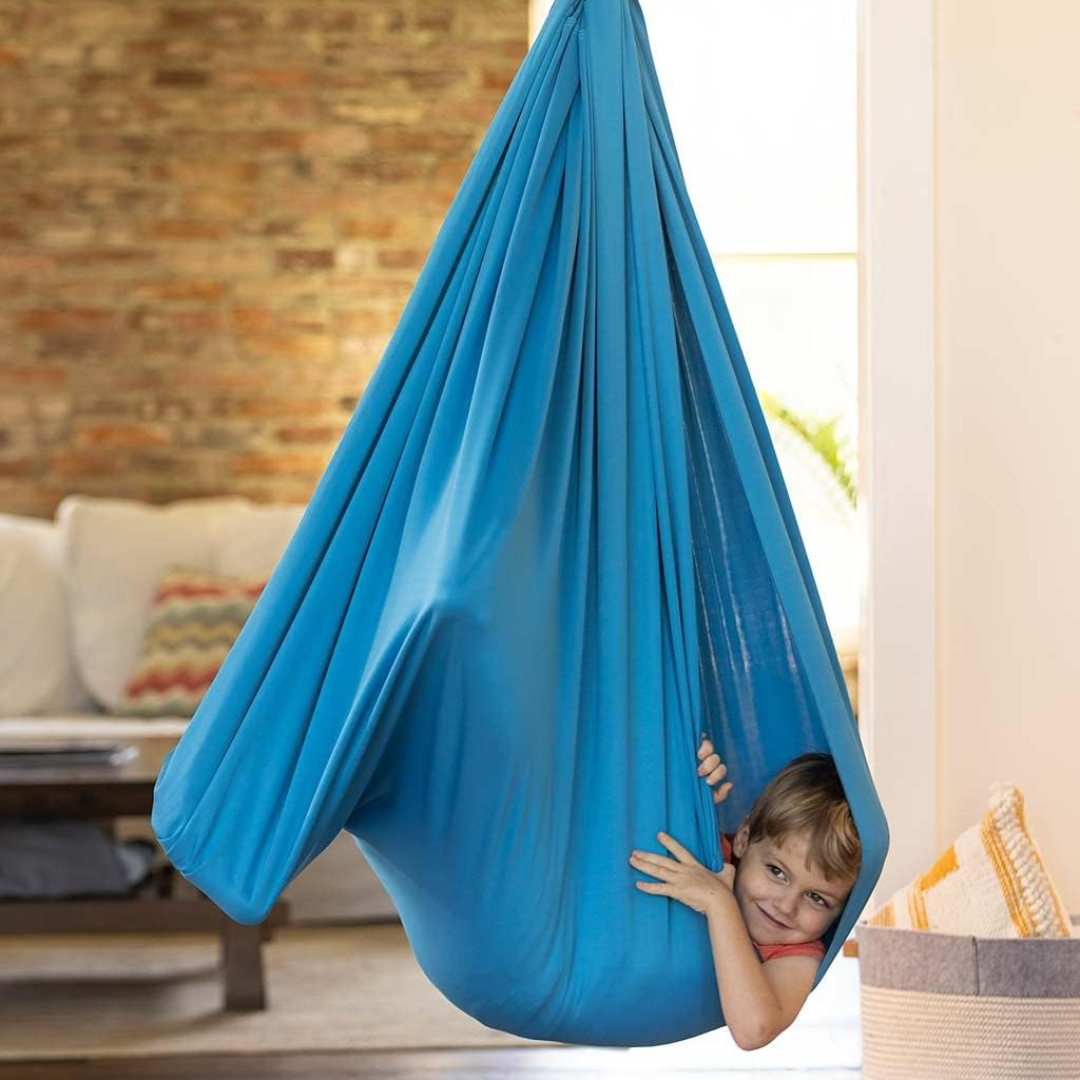 Sensorische Schaukel Hängematte Kinder Elastischer Stoff Blau Grau Rot Lila 100x280 150x280cm | Restfield