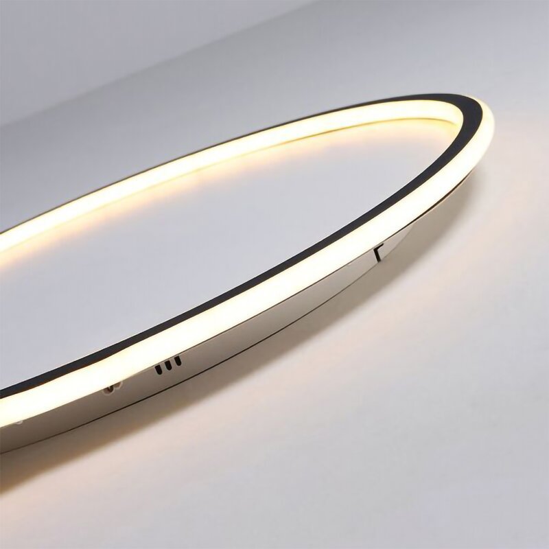 Moderne runde LED-Deckenleuchte aus weißem oder schwarzem Metall und Acryl, dimmbare Deckenbeleuchtung für Schlafzimmer und Wohnzimmer | Sansoti