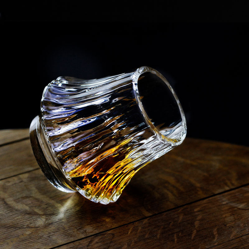 Japans Whiskeyglas met Fujiberg Relief 220ml Hittebestendig Glas Handgemaakt | Exclusief Whisky Tumbler Glas Premium Drinkglas | Sansoti