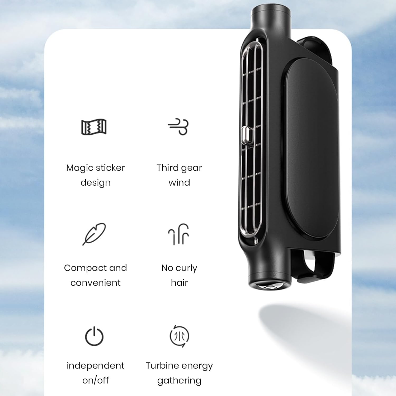 USB Car Fan for Headrest 3 Speeds Adjustable for Front and Rear Passengers Bladeless Safe Quiet Compact | Sansoti