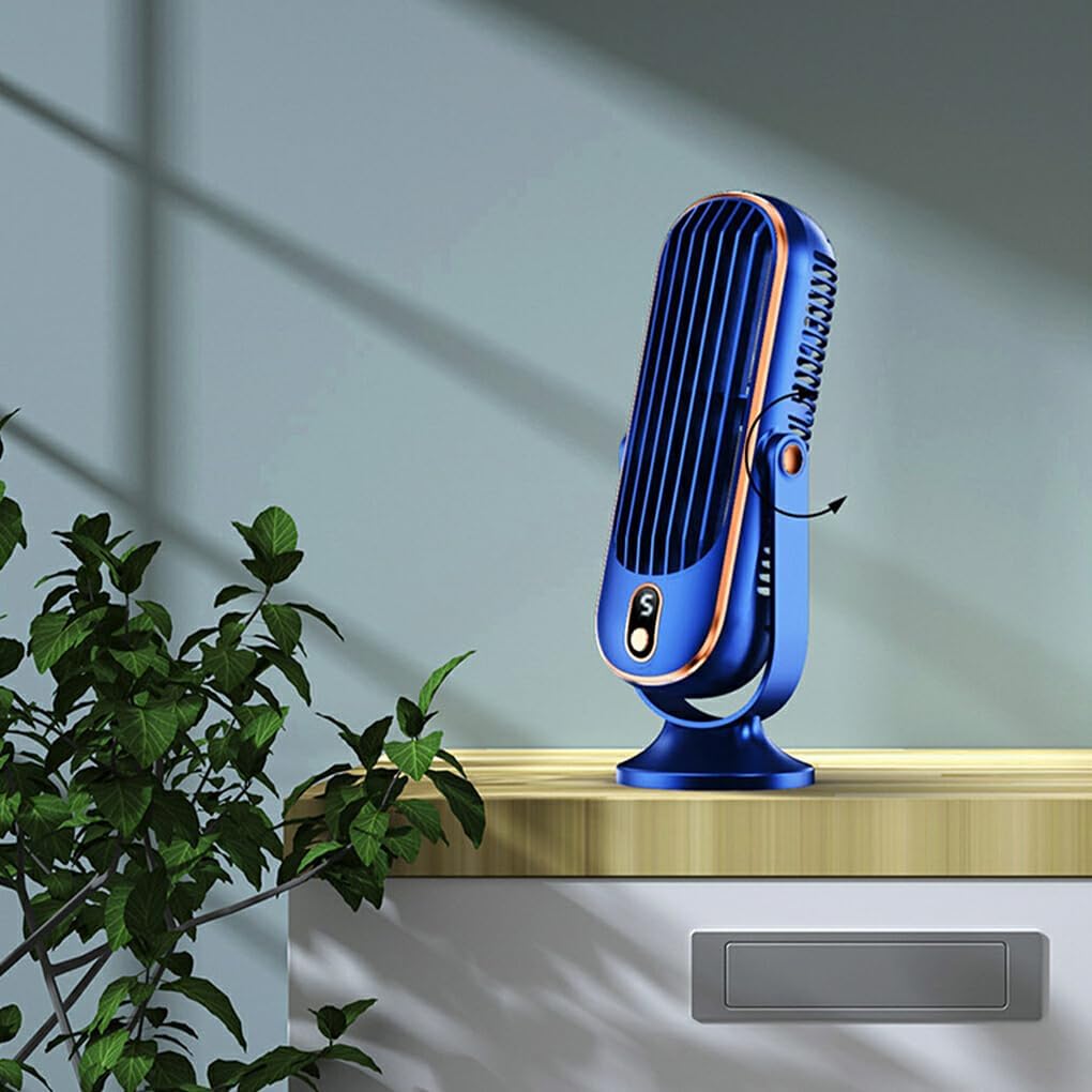Draagbare Ventilator met 720° Rotatie Oplaadbaar - Stille USB Tafelventilator voor Bureau Thuis Kantoor | Sansoti