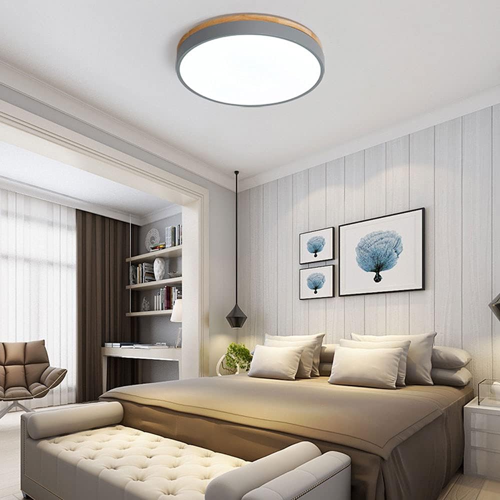 Ronde Plafondlamp met LED en Natuurlijk Hout — Scandinavisch Design met Dimfunctie | Sansoti