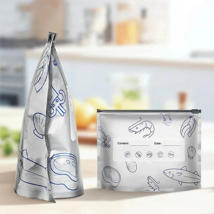 Herbruikbare Vershoudzakken met Zip-Sluiting Aluminium 20 Stuks Set voor Groenten Fruit Snacks Koelkast | Sansoti