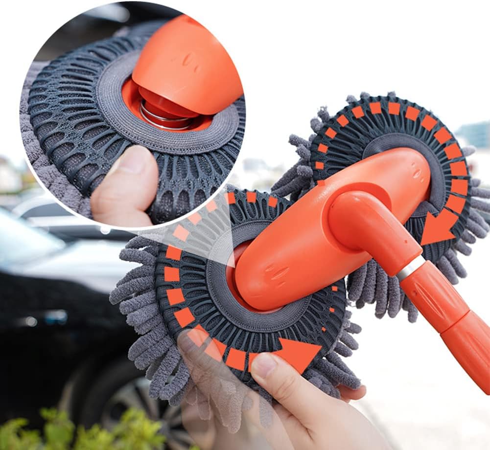 Teleskopische Waschbürste 360° drehbar, Aluminium, 400 g, ausziehbar, zum Reinigen von Fenstern, Autos, Wohnmobilen und Booten | Sansoti