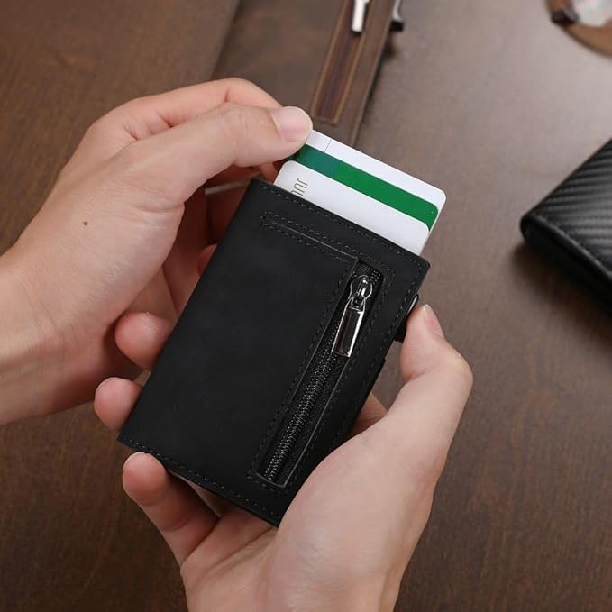 Compacte Portemonnee met Kaarthouder RFID-Bescherming Muntvak Bankbiljetten Aluminium Slide Veilig Betalen | Sansoti