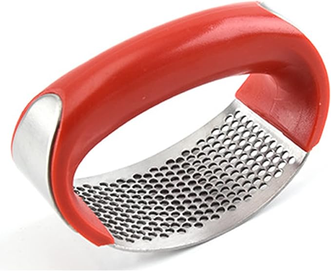 Knoflookenpers RVS met Ergonomische Handgreep Zwart Rood Keukengereedschap voor Knoflook Gember Groenten | Sansoti