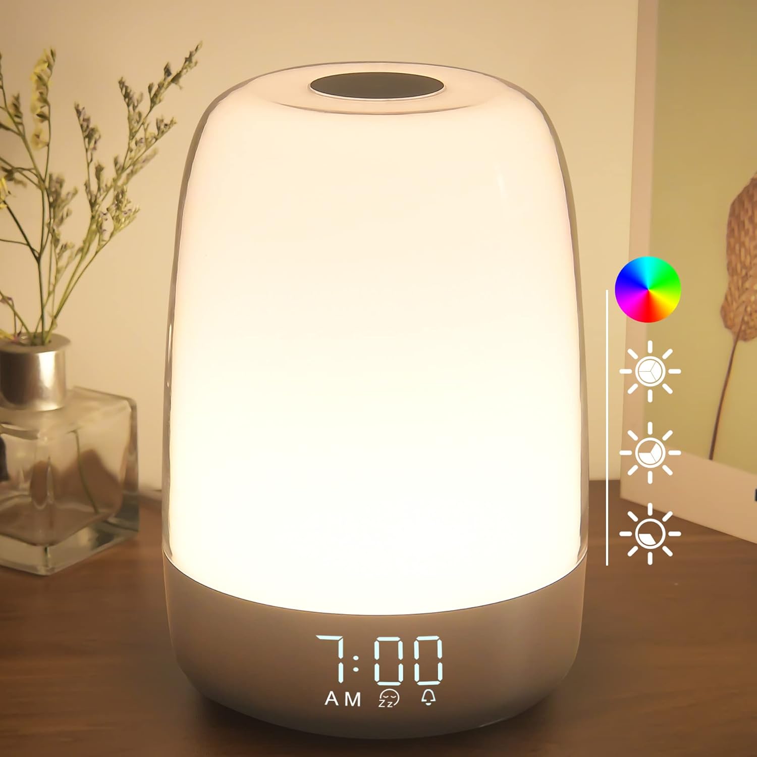 Weklicht met Zonsopgang Simulatie Natuurgeluiden USB-C Oplaadbaar Draadloos Nachtlampje Slaapkamer 20cm | Sansoti