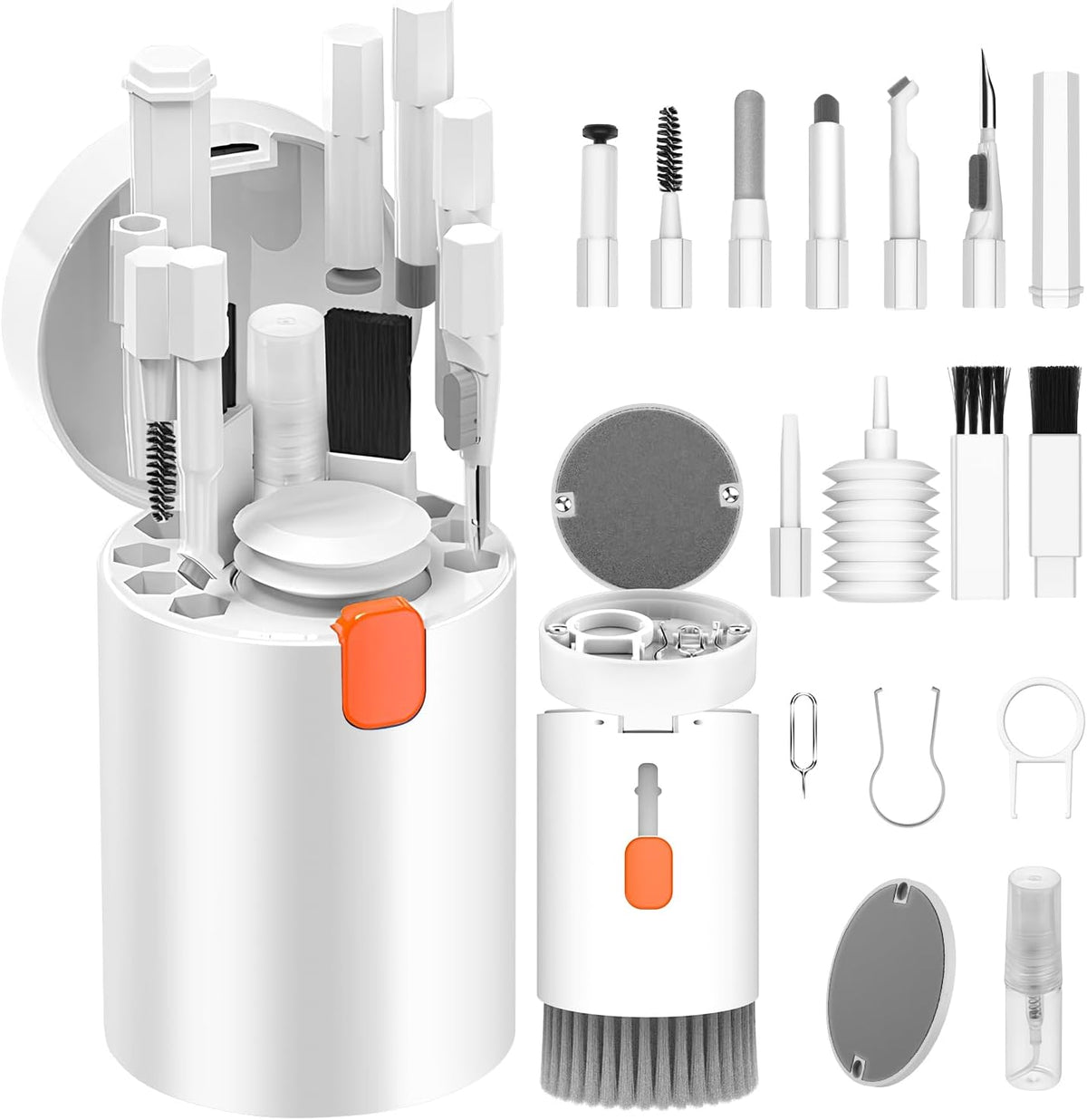 20-piece Cleaning Kit for Keyboards, Earbuds, and Devices with Precision Brushes and Spray Bottle | Sansoti