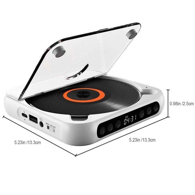 Tragbarer CD-Player mit Bluetooth 5.3, wiederaufladbarem 2000mAh Akku, Typ C USB, MP3, CD-R, CD-RW Unterstützung, kompaktes Design mit 3.5mm Anschluss | Restfield