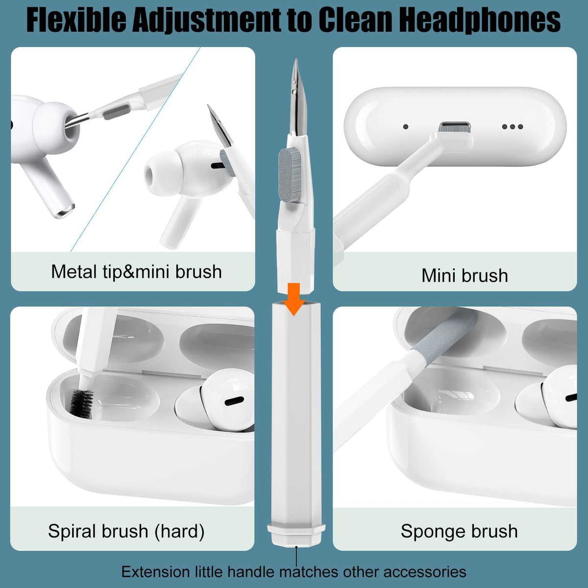 20-piece Cleaning Kit for Keyboards, Earbuds, and Devices with Precision Brushes and Spray Bottle | Sansoti