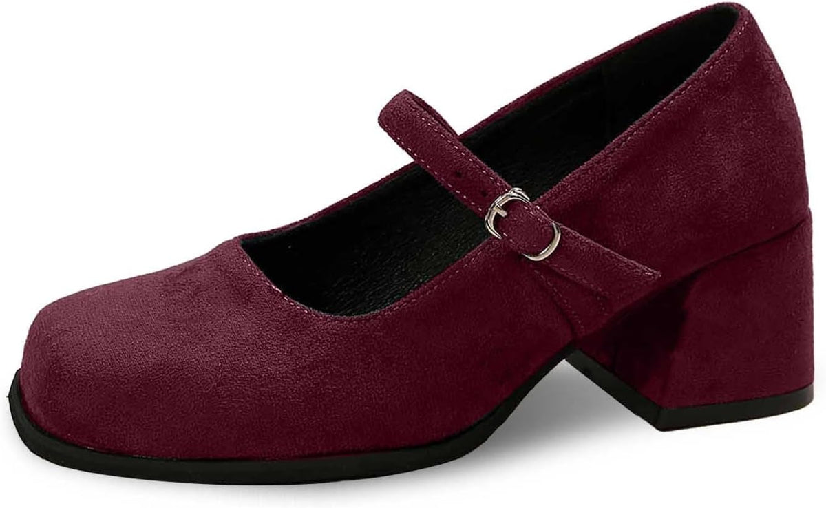 Suède Pumps met Gesp Dames Blokhak 5cm Klassiek Feest Dirndl Schoenen Oktoberfest Stijl Comfortabel Elegant | Sansoti