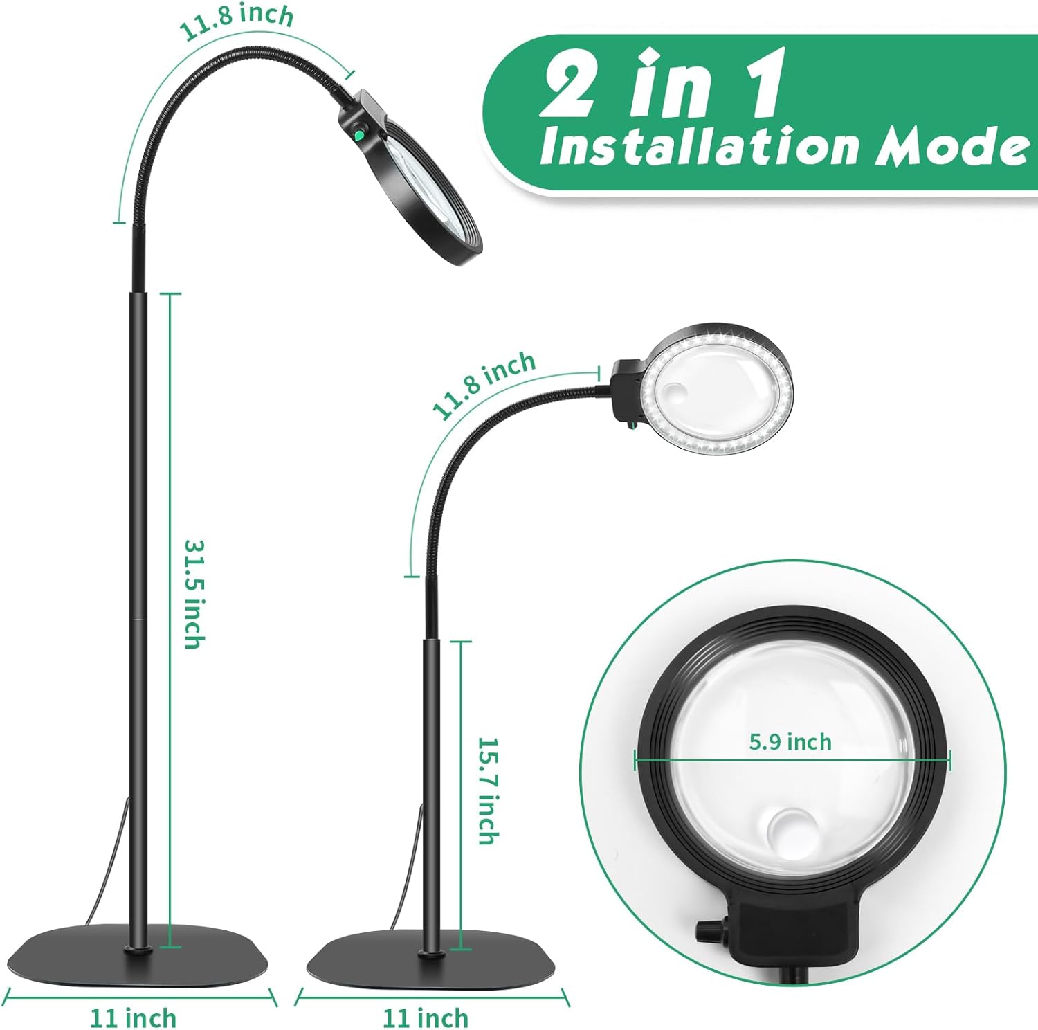 Verstelbare LED Bureaulamp met Vergrotend Glas 10X 30X Loep voor Lezen Knutselen Hobby Precisiewerk Handwerk | Sansoti