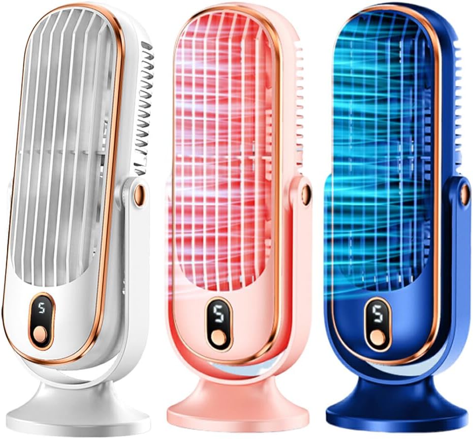 Draagbare Ventilator met 720° Rotatie Oplaadbaar - Stille USB Tafelventilator voor Bureau Thuis Kantoor | Sansoti