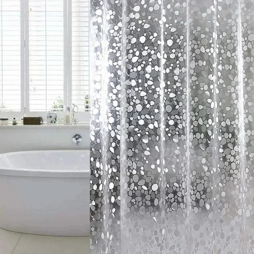 Transparentes Duschvorhang mit Kieselstruktur 180x180cm Wasserdicht Schimmelresistent für modernes Badezimmer | Sansoti