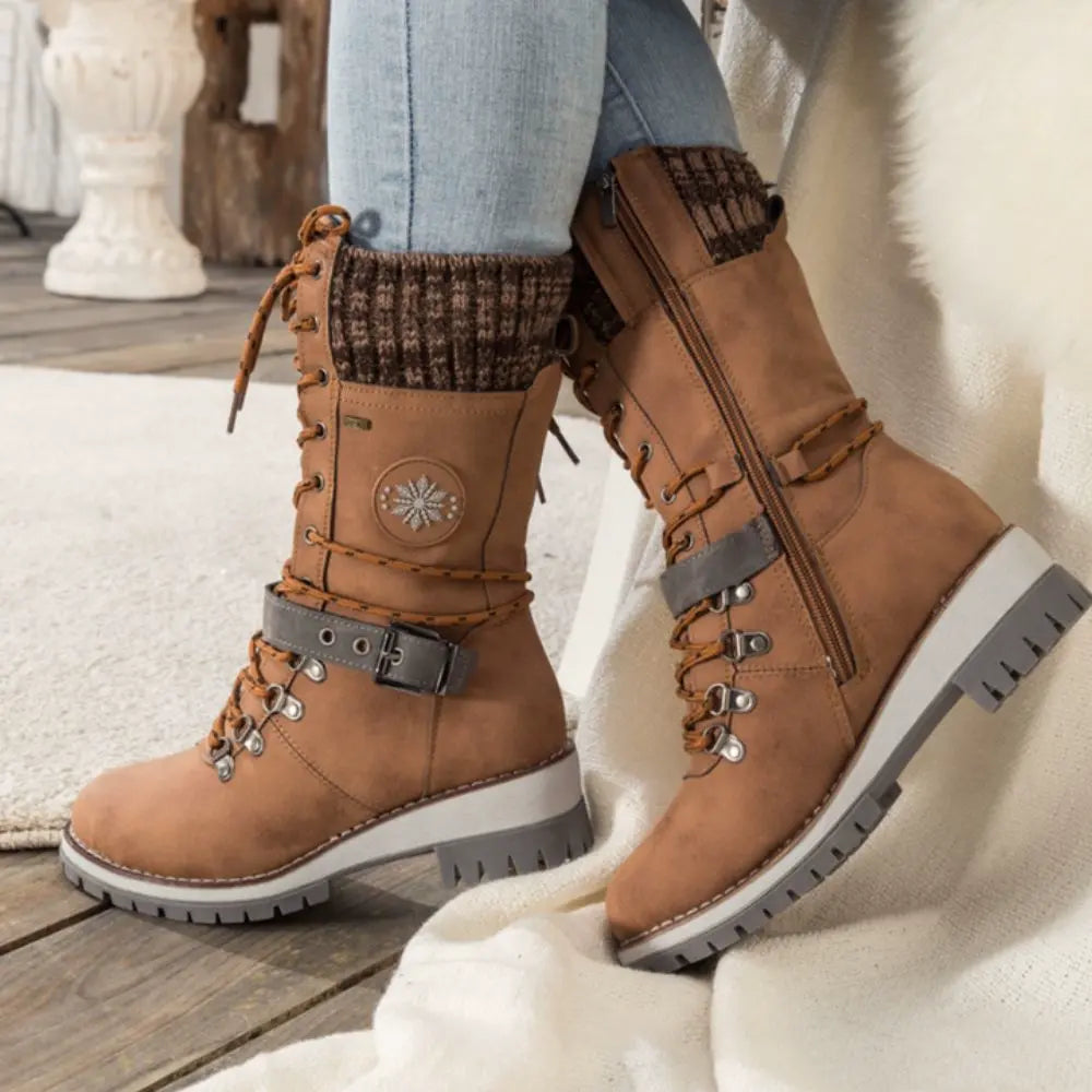 Waterproof Ankle Boots for Women Winter Boots Non-Slip Warm Lining Lace-Up Comfortable Winter Shoes | Sansoti