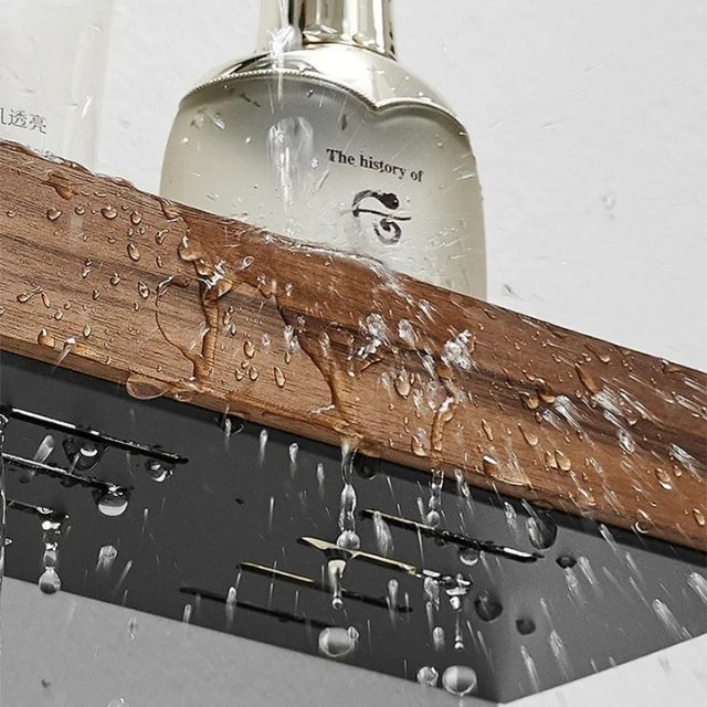 Wandrek Hout Badkamer Boorvrij Zelfklevend Houten Wandplank Keuken Badkamer Opbergplank Muurrek Organizer | Sansoti