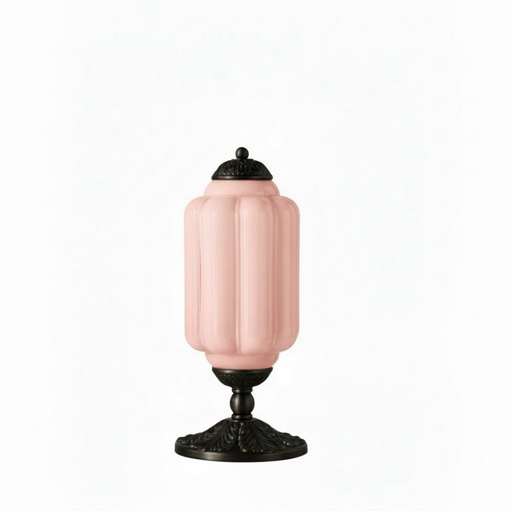 Glazen Tafellamp met Scallop Design Vintage Stijl Slaapkamer Woonkamer Accentverlichting Zwart Messing Matglas | Sansoti