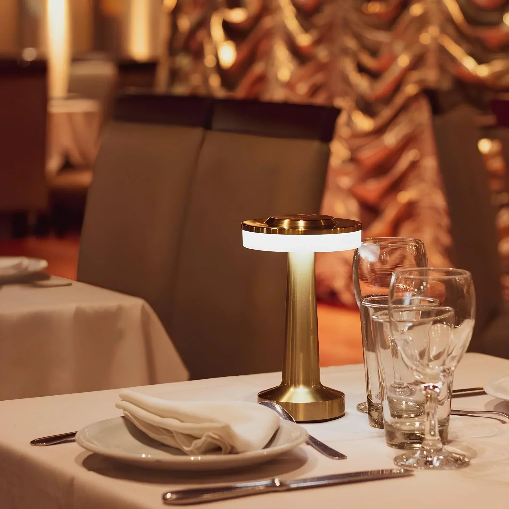 Tafellamp Draadloos Oplaadbaar Dimbaar Metaal LED 3 Lichtkleuren USB-C Goud Zilver Zwart Retro Restaurant Bar Nachtkastje Sfeerlamp Draagbaar | Sansoti