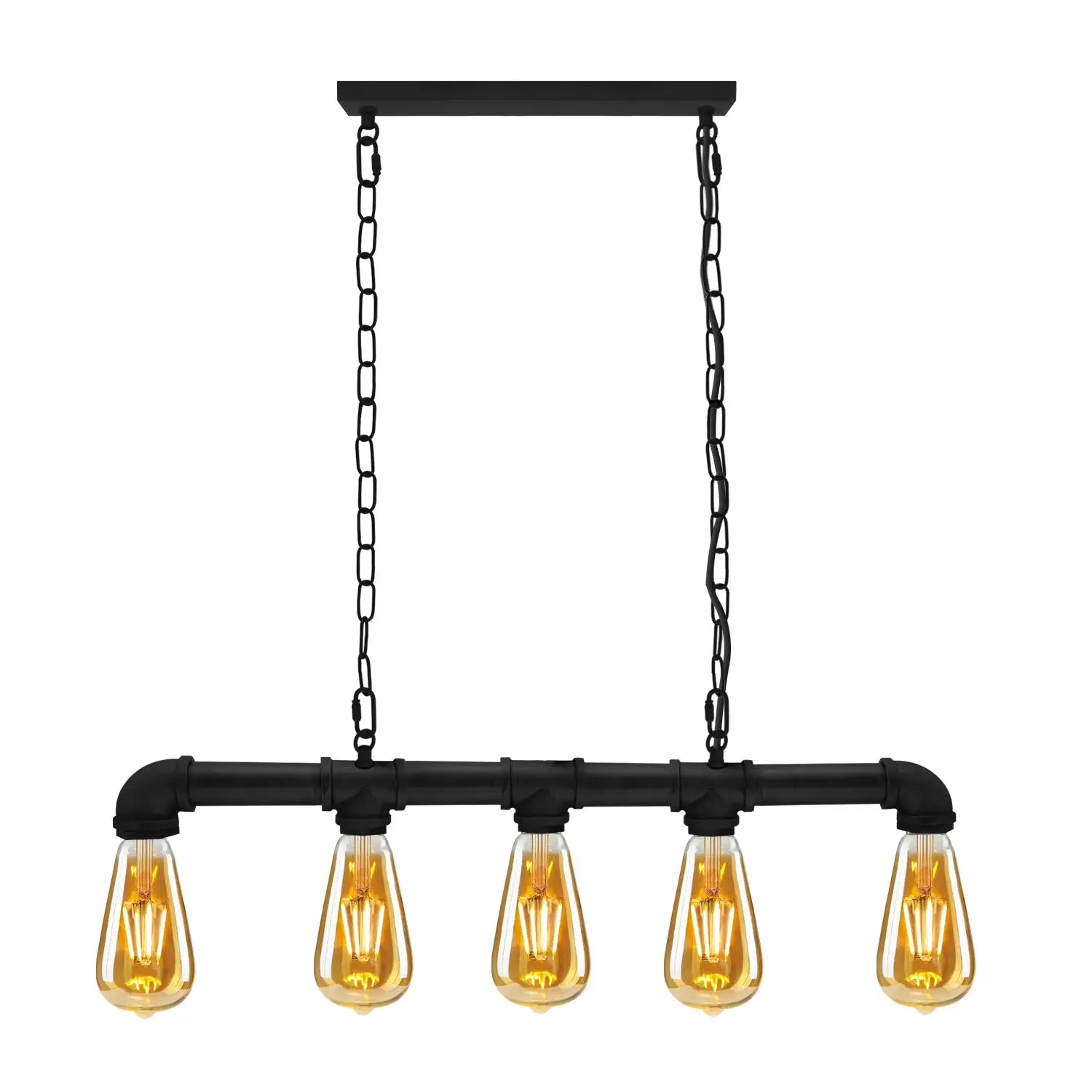 Suspension industrielle steampunk tuyau cuivre fer 110cm vintage plafonnier rétro