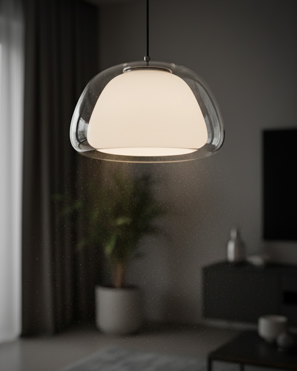 Luxe Glazen Hanglamp Met Mat En Transparant Glas In Minimalistisch Japandi Design | Sansoti