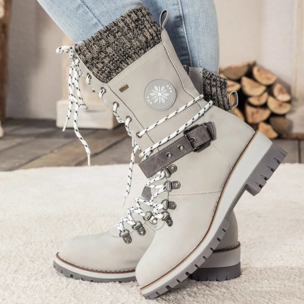 Waterproof Ankle Boots for Women Winter Boots Non-Slip Warm Lining Lace-Up Comfortable Winter Shoes | Sansoti