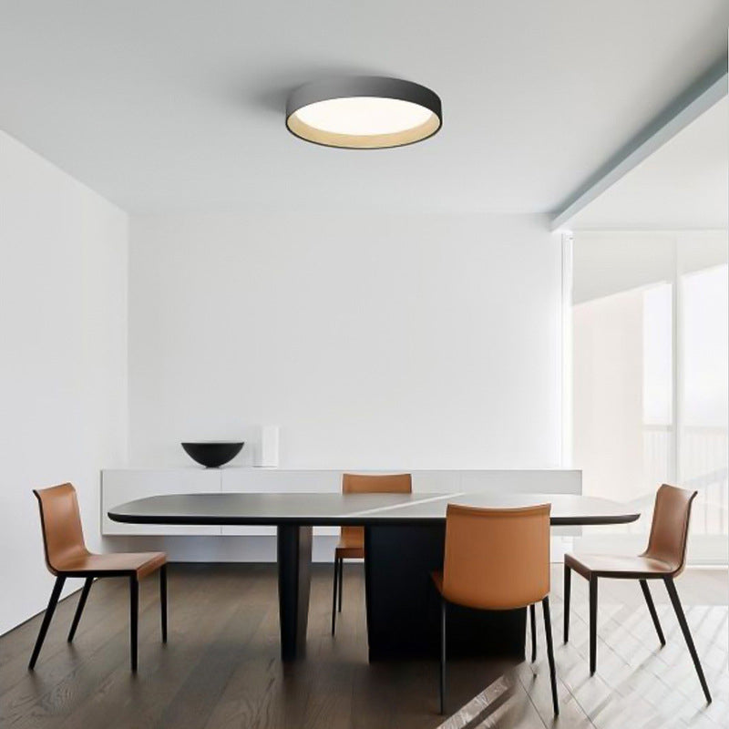 Modern Round LED Ceiling Light Metal Acrylic White Grey Black Dimmable Scandinavian Bedroom Interior | Sansoti