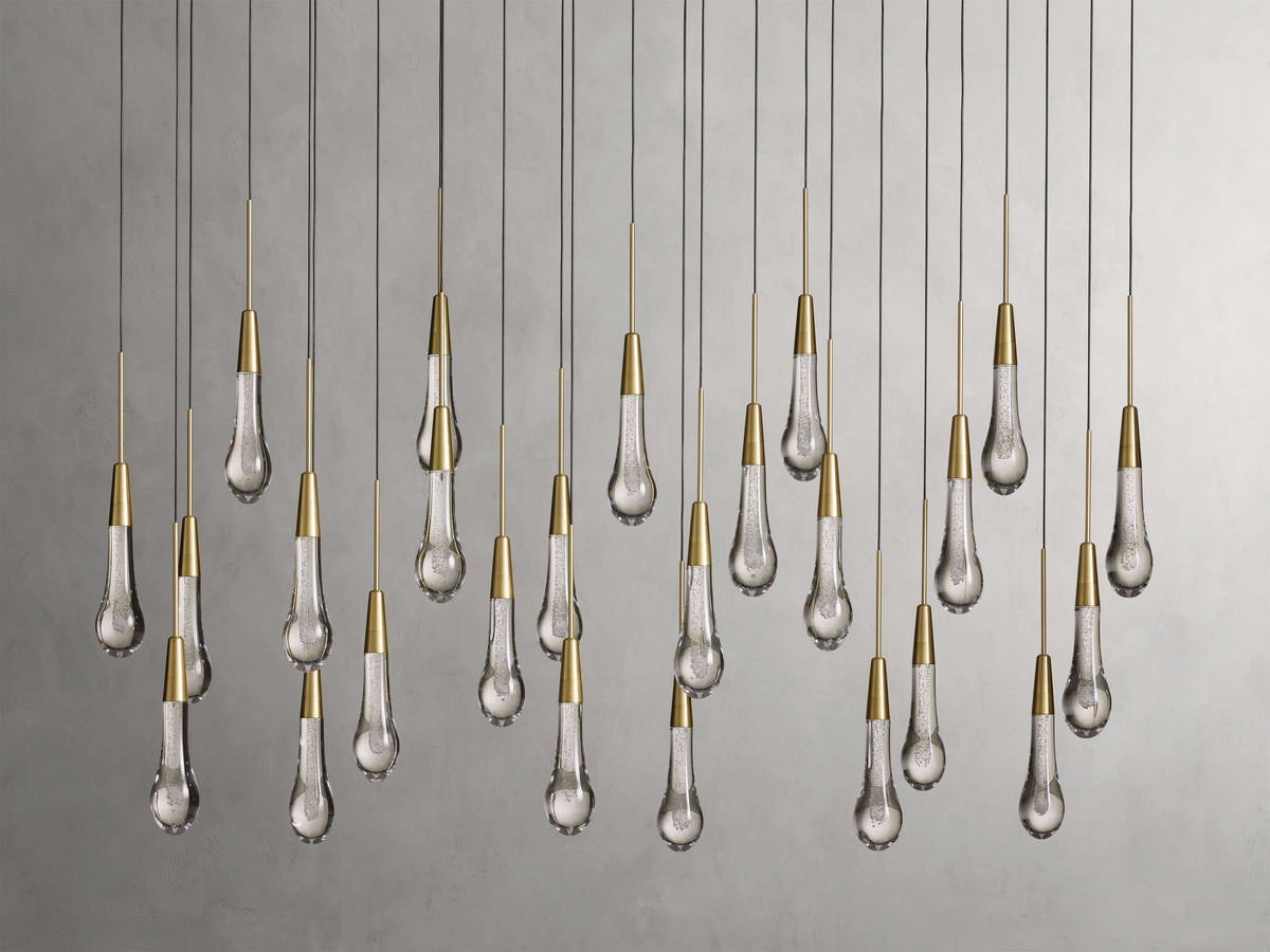 Lustre linéaire à LED, dimmable, réglable, en verre, suspension, 6 dimensions, laiton, bronze, nickel, pour salle à manger et salon | Sansoti