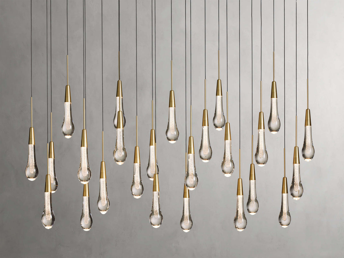 Lustre linéaire à LED, dimmable, réglable, en verre, suspension, 6 dimensions, laiton, bronze, nickel, pour salle à manger et salon | Sansoti