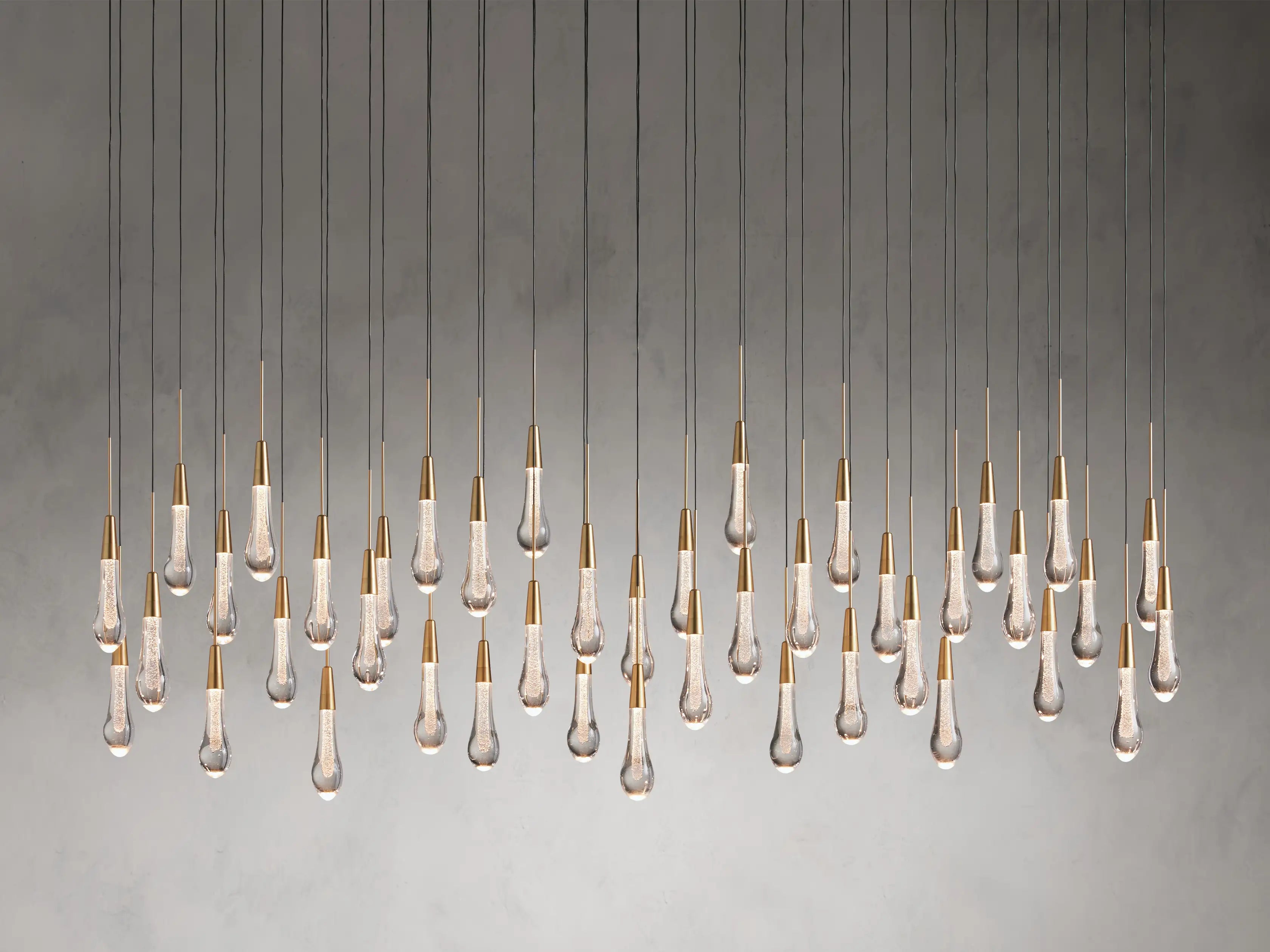 Lustre linéaire à LED, dimmable, réglable, en verre, suspension, 6 dimensions, laiton, bronze, nickel, pour salle à manger et salon | Sansoti