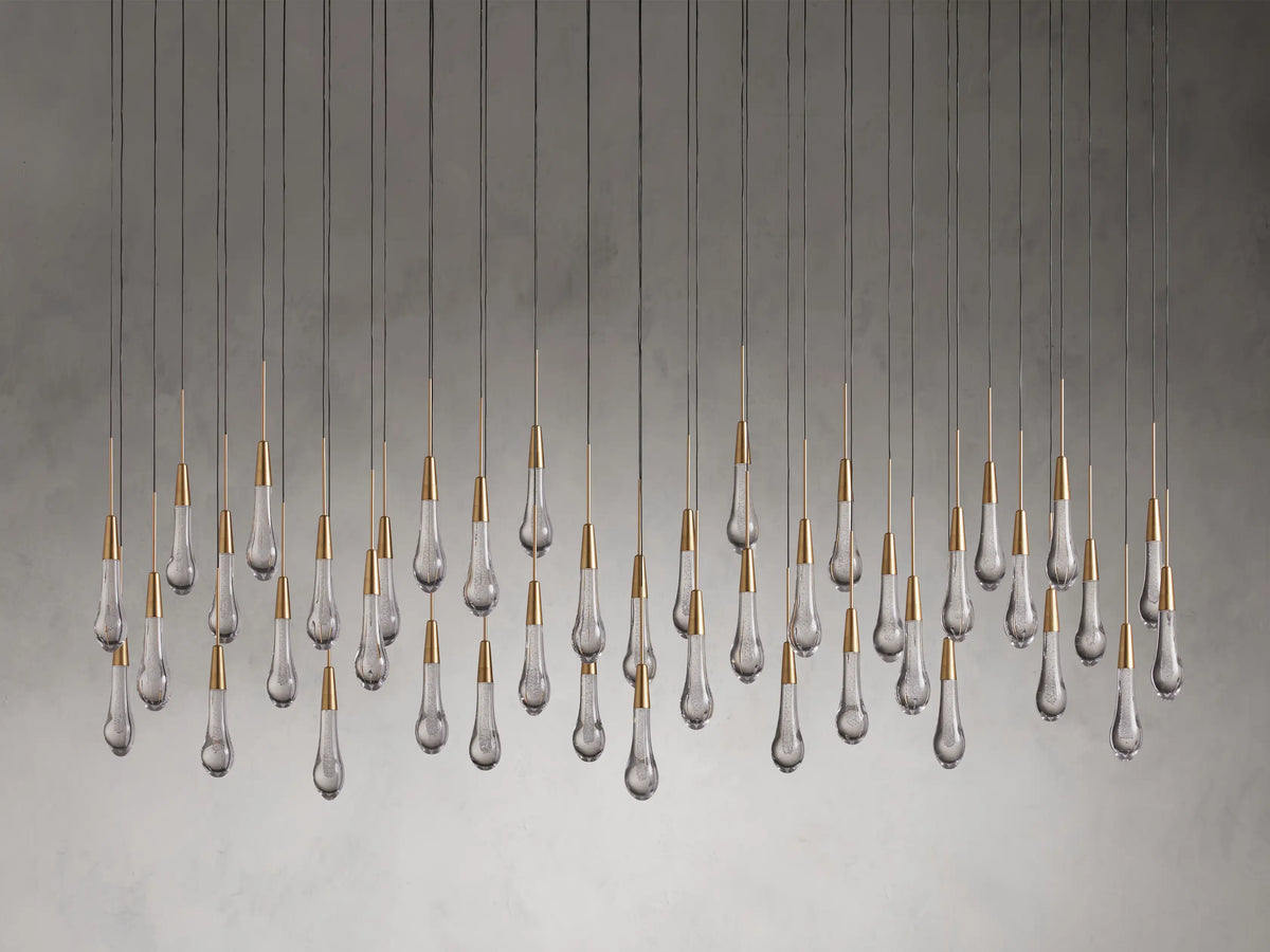 Lustre linéaire à LED, dimmable, réglable, en verre, suspension, 6 dimensions, laiton, bronze, nickel, pour salle à manger et salon | Sansoti