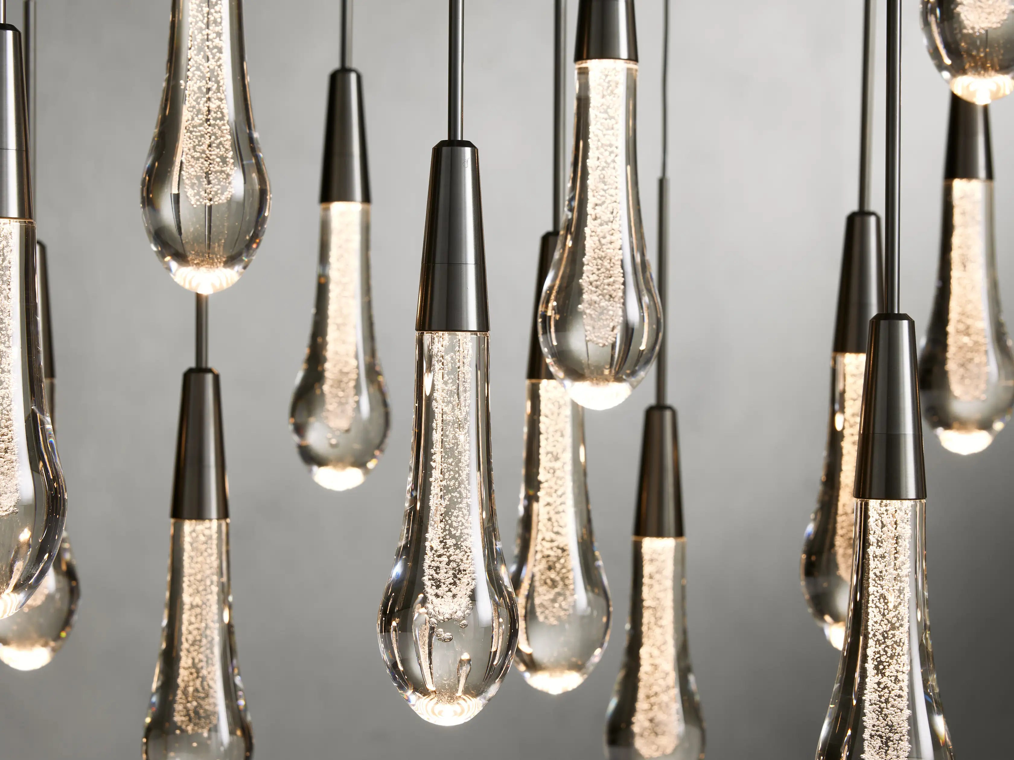 Lustre linéaire à LED, dimmable, réglable, en verre, suspension, 6 dimensions, laiton, bronze, nickel, pour salle à manger et salon | Sansoti
