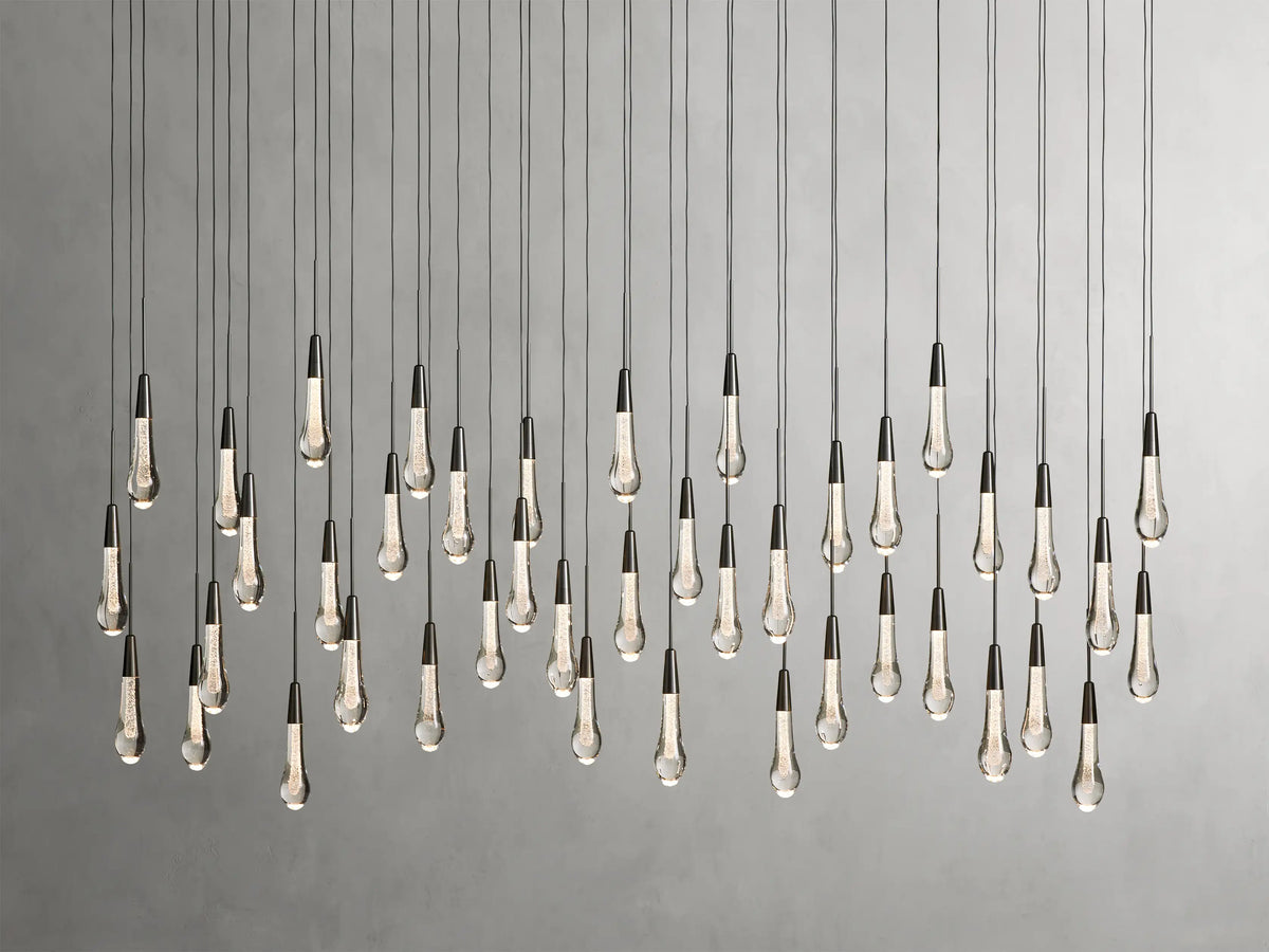 Lustre linéaire à LED, dimmable, réglable, en verre, suspension, 6 dimensions, laiton, bronze, nickel, pour salle à manger et salon | Sansoti