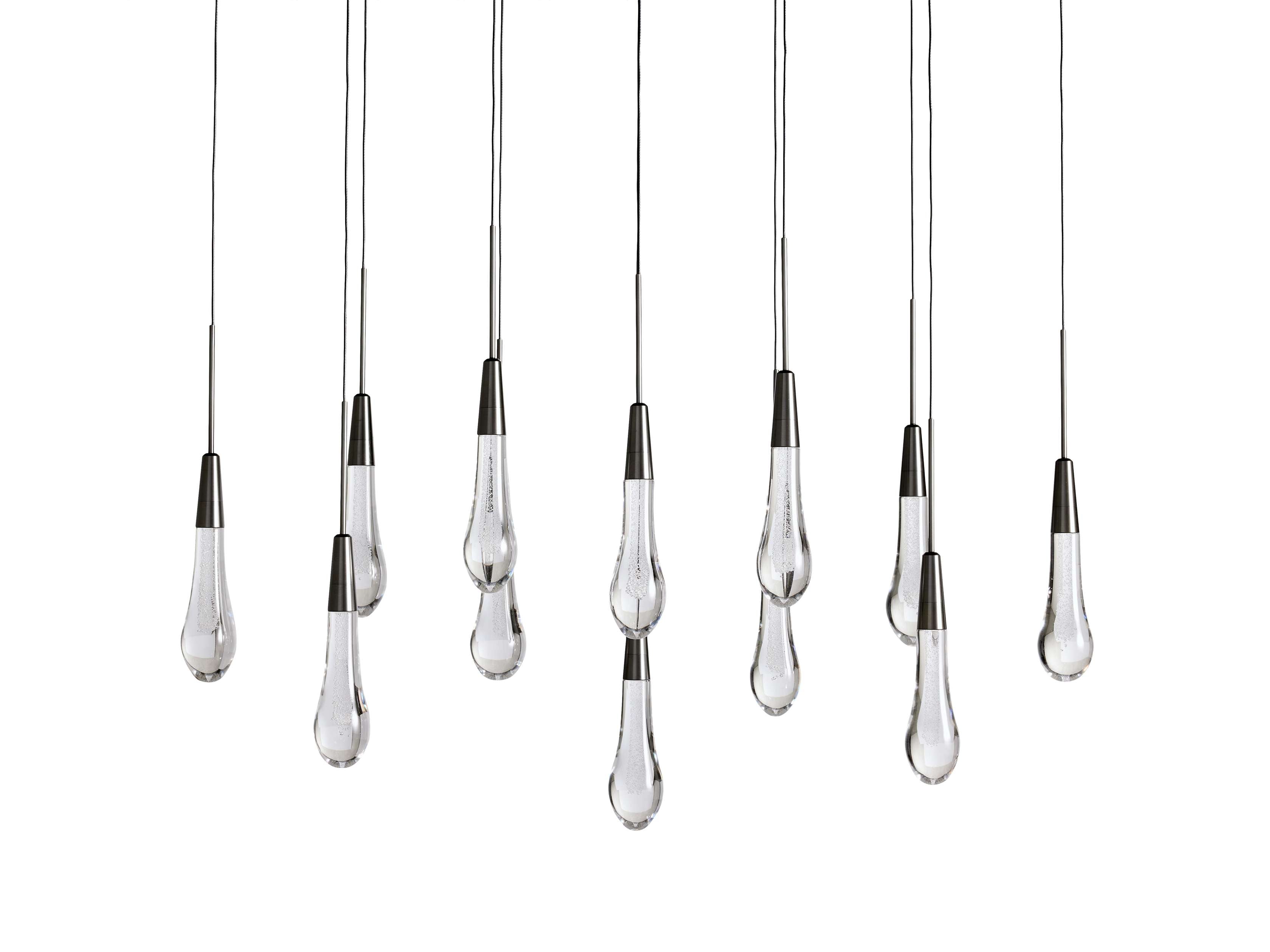 Lustre linéaire à LED, dimmable, réglable, en verre, suspension, 6 dimensions, laiton, bronze, nickel, pour salle à manger et salon | Sansoti