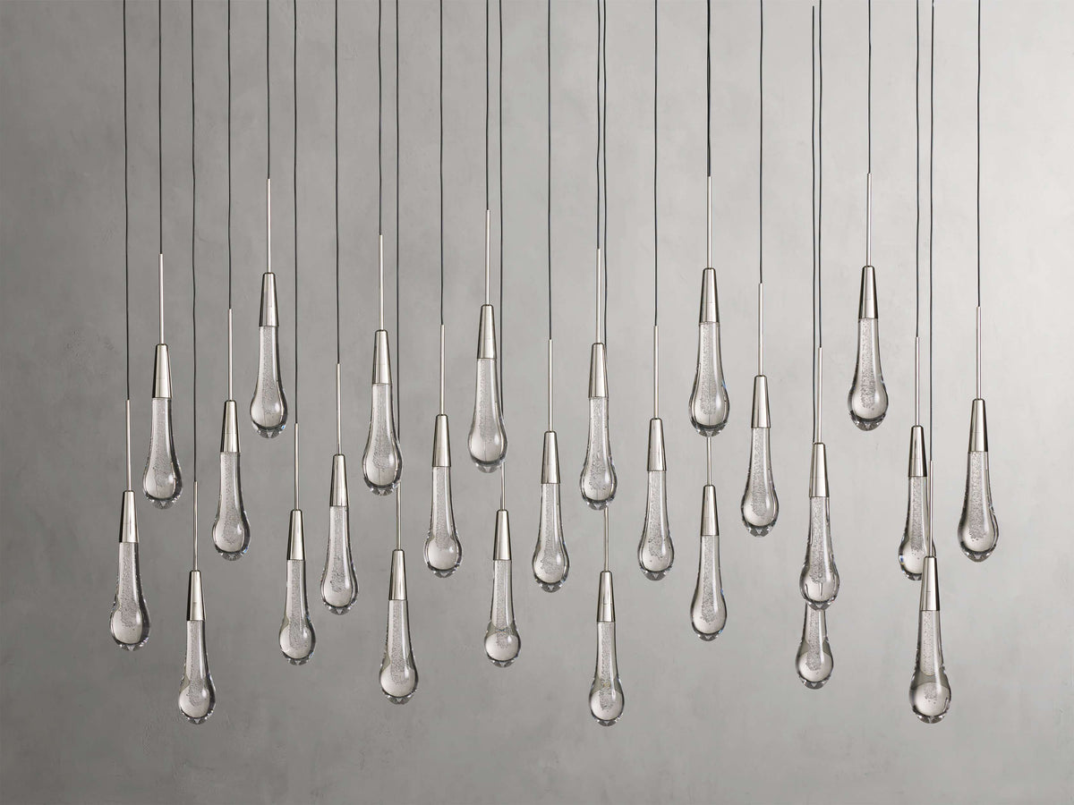 Lustre linéaire à LED, dimmable, réglable, en verre, suspension, 6 dimensions, laiton, bronze, nickel, pour salle à manger et salon | Sansoti