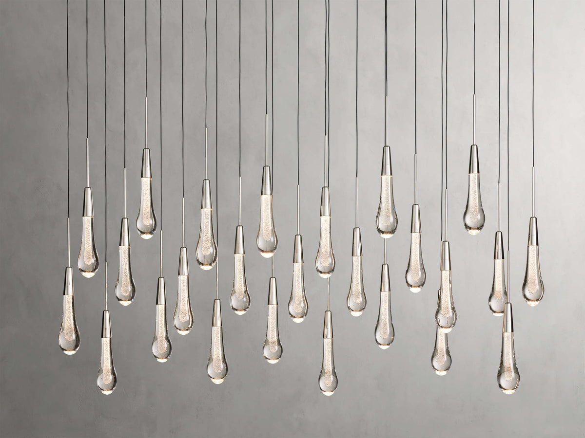 Lustre linéaire à LED, dimmable, réglable, en verre, suspension, 6 dimensions, laiton, bronze, nickel, pour salle à manger et salon | Sansoti