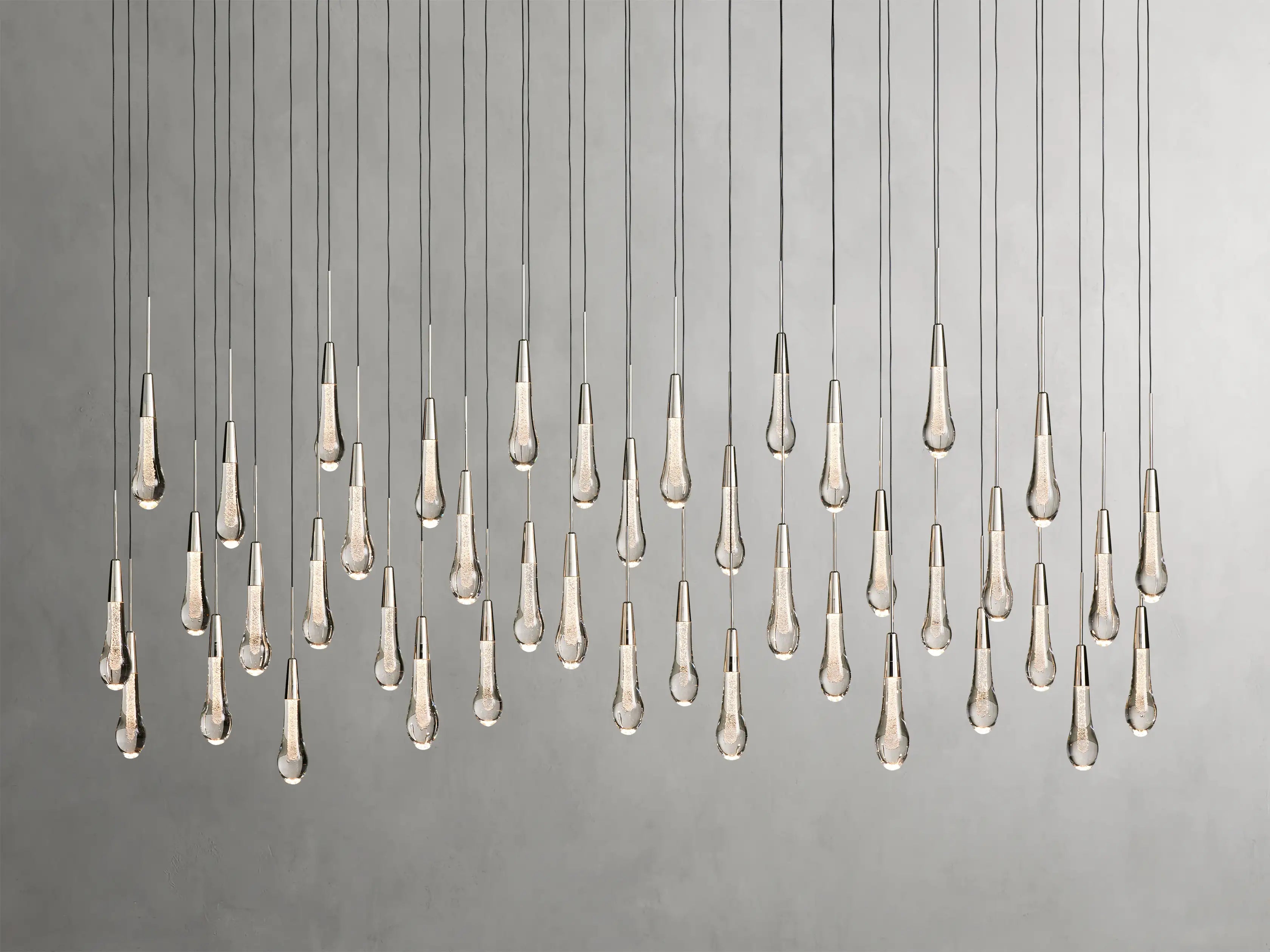Lustre linéaire à LED, dimmable, réglable, en verre, suspension, 6 dimensions, laiton, bronze, nickel, pour salle à manger et salon | Sansoti