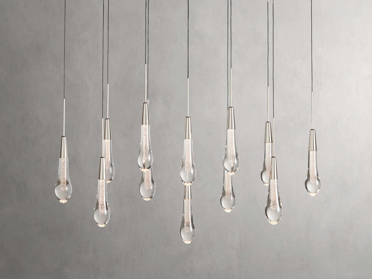 Lustre linéaire à LED, dimmable, réglable, en verre, suspension, 6 dimensions, laiton, bronze, nickel, pour salle à manger et salon | Sansoti