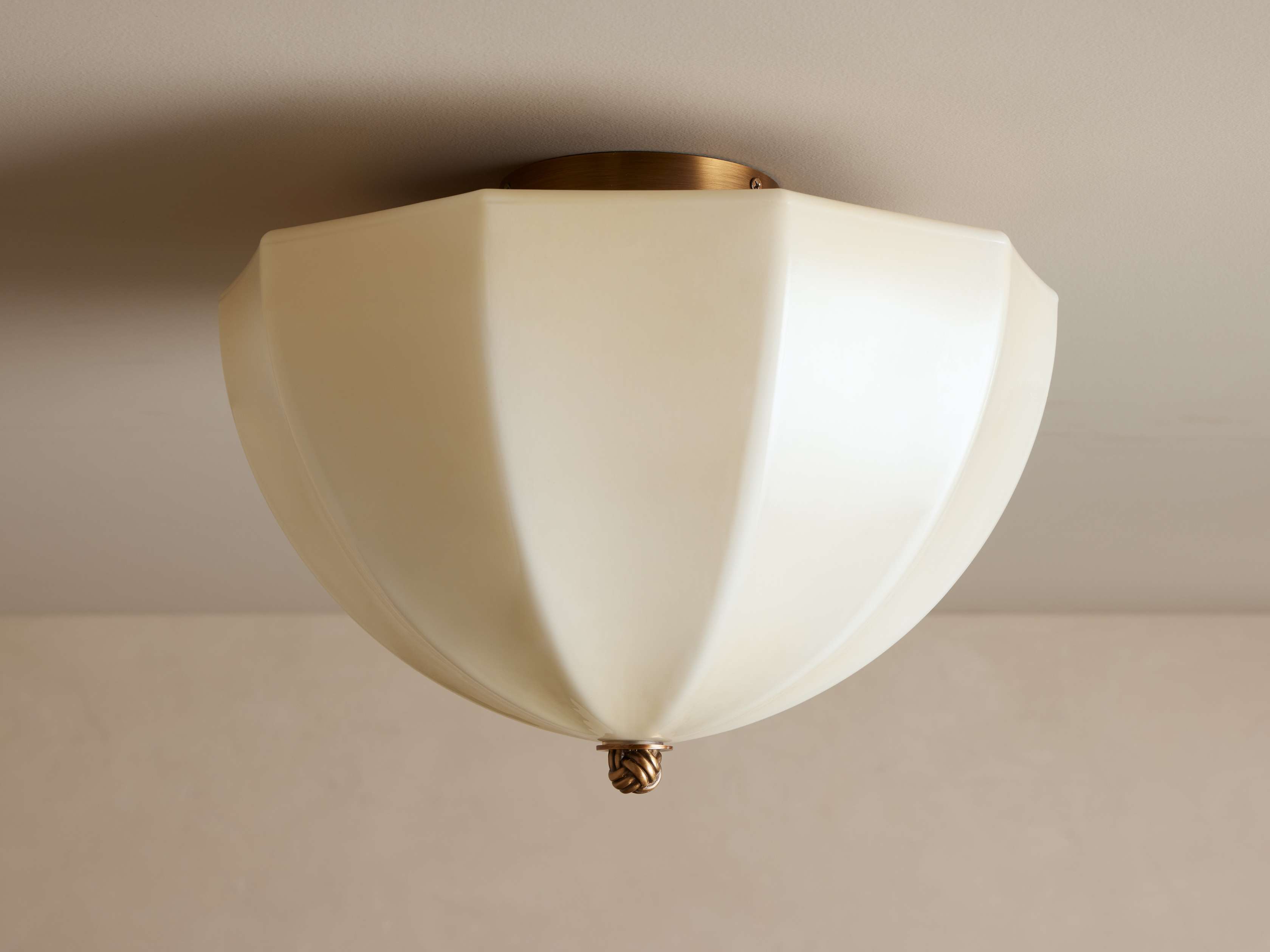 Plafondlamp Messing Crème Glas Vintage Stijl 39cm Klassieke Verlichting Woonkamer Slaapkamer Hal Eetkamer | Sansoti