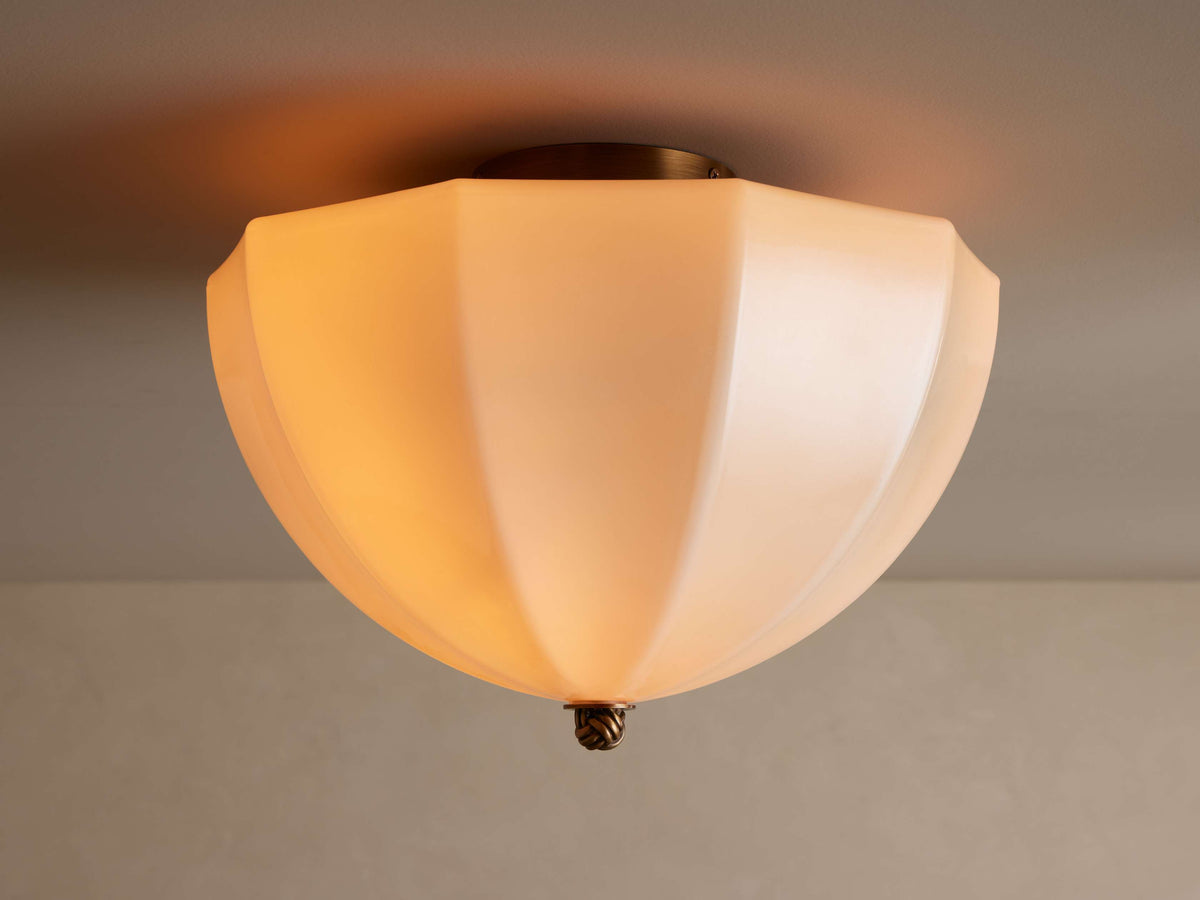 Plafondlamp Messing Crème Glas Vintage Stijl 39cm Klassieke Verlichting Woonkamer Slaapkamer Hal Eetkamer | Sansoti