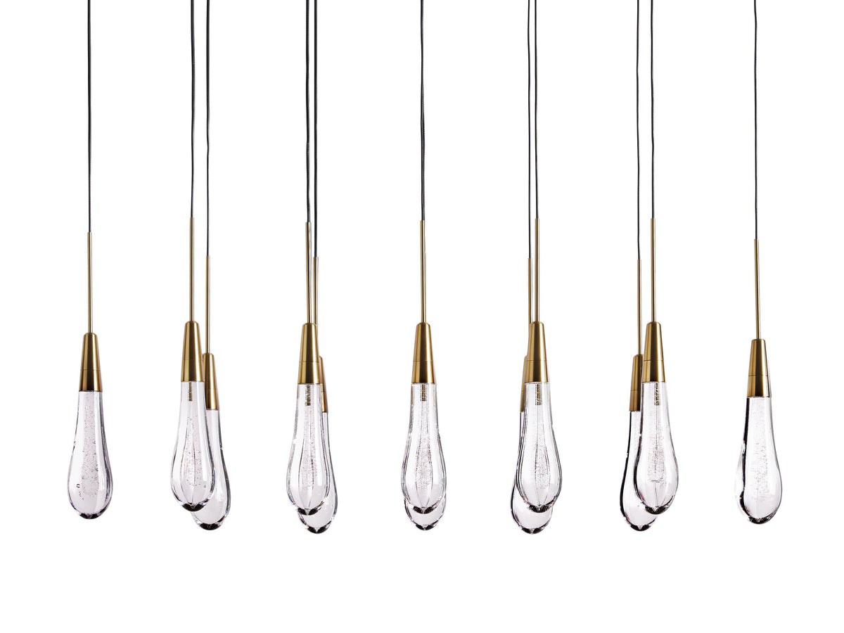 Lustre linéaire à LED, dimmable, réglable, en verre, suspension, 6 dimensions, laiton, bronze, nickel, pour salle à manger et salon | Sansoti