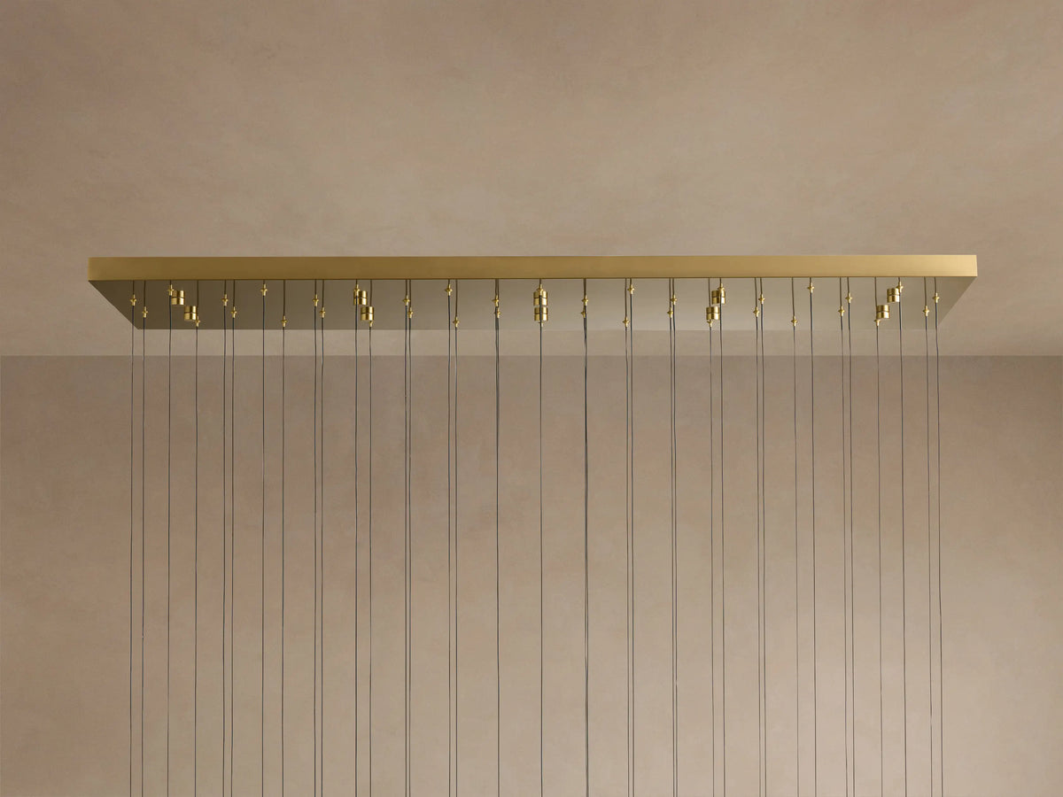 Lustre linéaire avec lampes LED réglables adapté à la salle à manger et à la cuisine en verre fabriqué à la main au design moderne | Sansoti