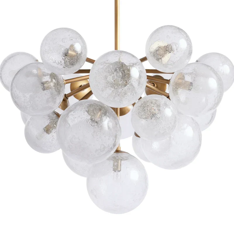 Lustre à boules en verre soufflé à la main avec effet de bulles, laiton, noir, nickel, suspensions réglables | Sansoti
