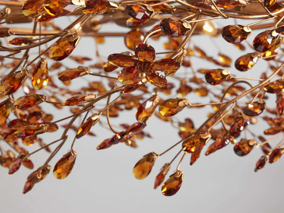 Lustre avec finition dorée, 6 à 12 sources lumineuses, suspension en fer fabriquée à la main, réglable, pour table à manger | Sansoti