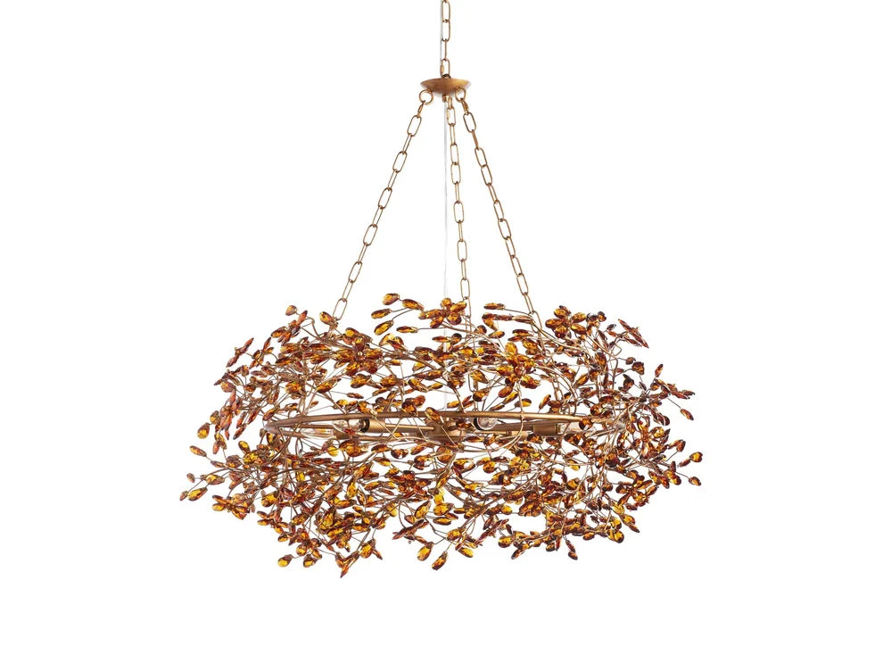Lustre avec finition dorée, 6 à 12 sources lumineuses, suspension en fer fabriquée à la main, réglable, pour table à manger | Sansoti
