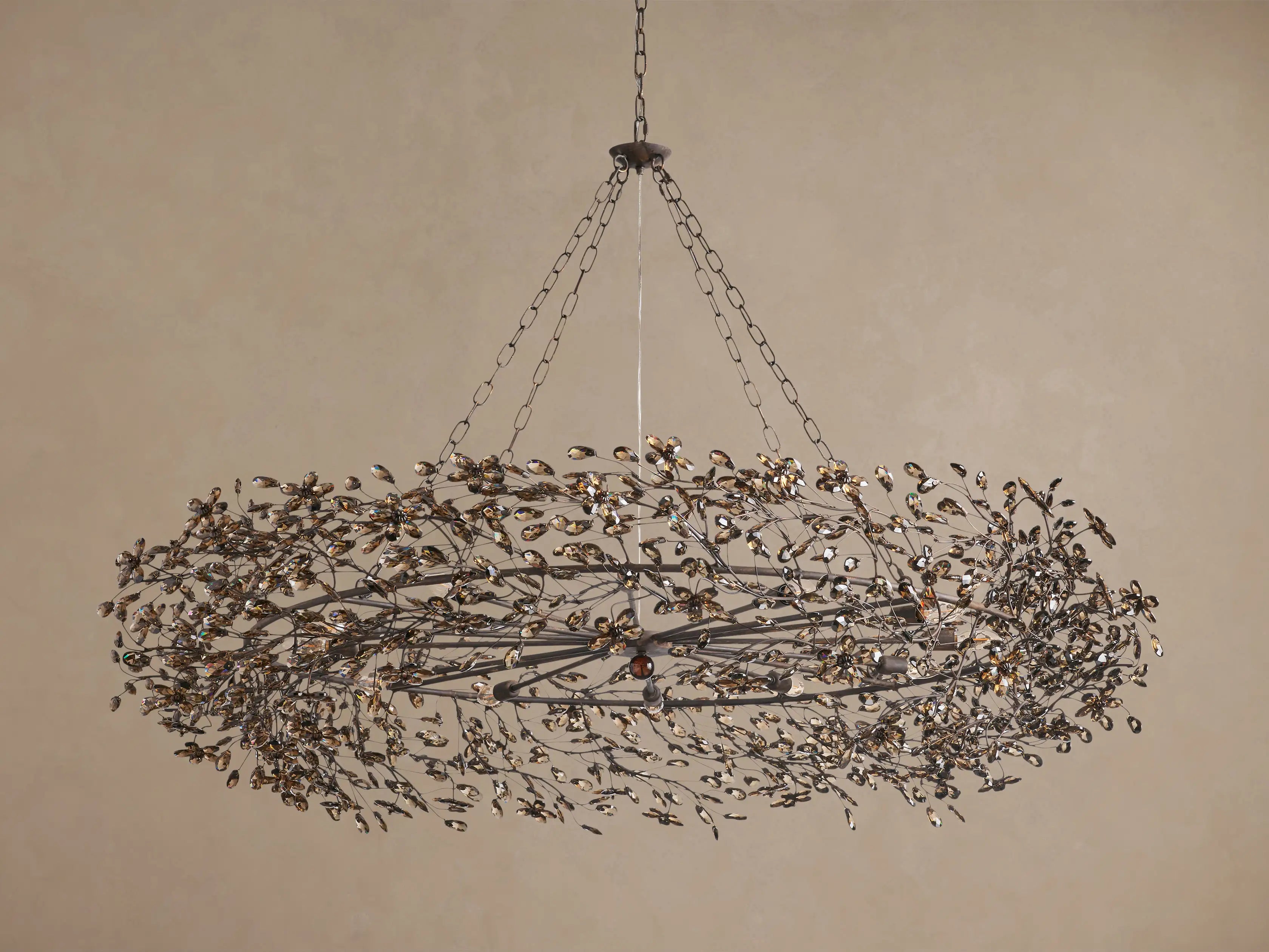 Lustre avec finition dorée, 6 à 12 sources lumineuses, suspension en fer fabriquée à la main, réglable, pour table à manger | Sansoti